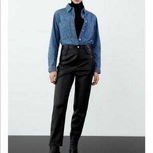 BRAND NEW Zara Faux Leather High Waisted Mom Fit Pants